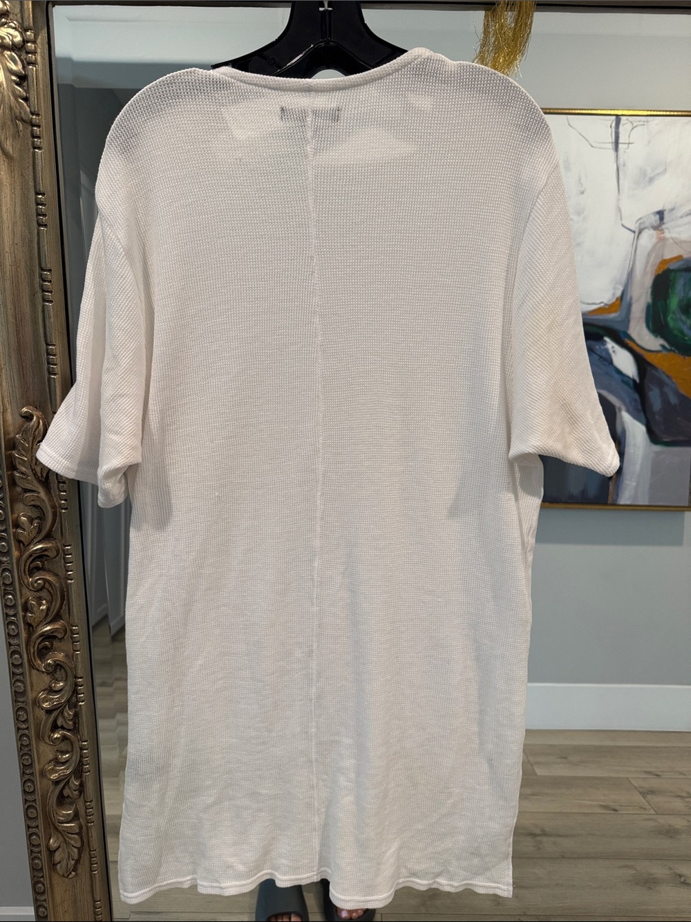 Men’s White Short Sleeve Waffle Knit Tee - Picture 3 of 3
